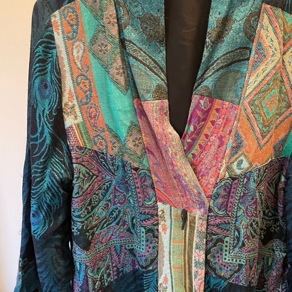 Soft Surroundings Colorful Patchwork Blazer Size … - image 4